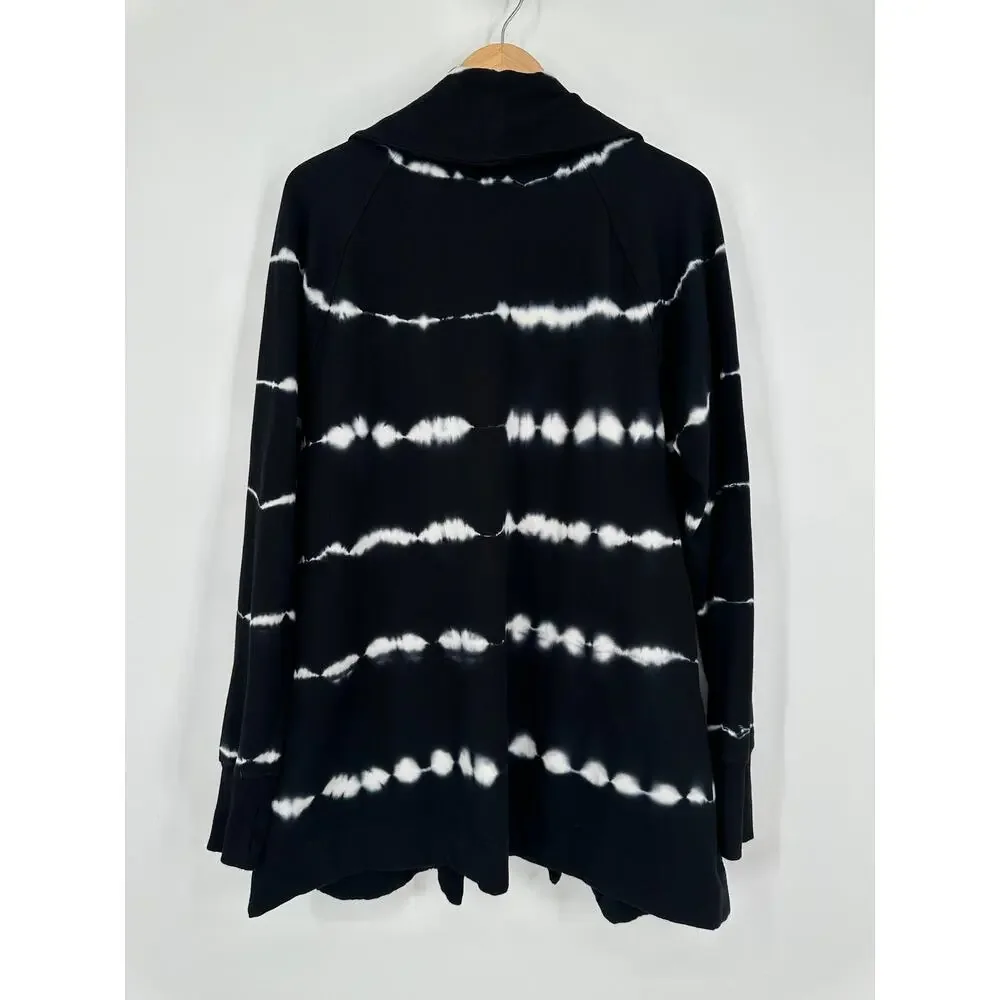 Bass Tie Dye Open Front Cardigan Draped Pocket Sweater Sweatshirt Boho - Picture 6 of 10